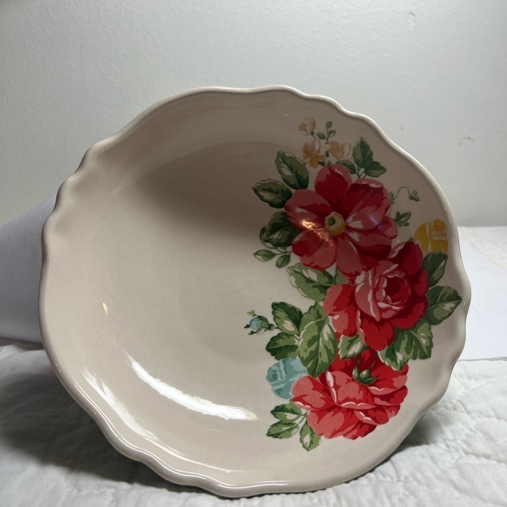 Rare The Pioneer Woman Prototype Vintage Floral green Pasta Bowl. Signed by Ree - Picture 5 of 6